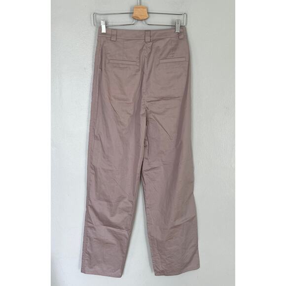 TIBI Carpenter Cotton Pants Straight Leg Taupe Gray Women's Size 2 Pleated NWT - Picture 2 of 11